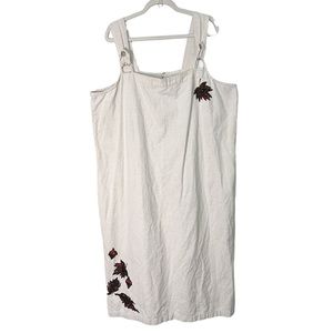 220 Hickory Cotton & Flax Cream Jumper/Apron Dress with Leaves